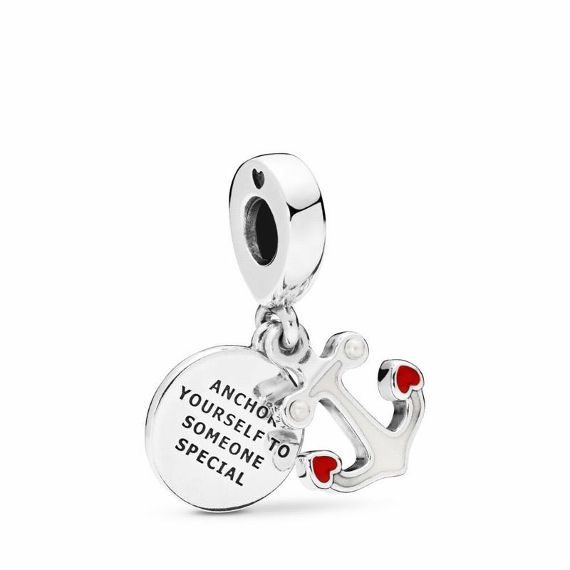 Pandora Anchor Of Love Dangle Charm - Sterling Silver/Enamel/Red/Crystal Pearl - Canada | NO7670VH